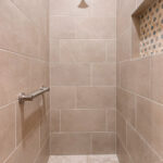 1354 Lucy Ln Owners Tiled Shower. Shampoo Niche. Grab Bar.