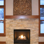 1800 Sonata Stacked Stone Fireplace Surround to Mantel Height.