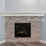 4976 Plum Bottom Rd Gas Corner Fireplace with Stacked Stone to Mantel Height.