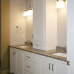 2411 Pristine Owners Bathroom. Granite Countertops. White Painted Flat Panel Cabinets.