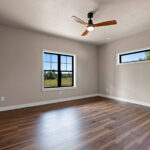 9185 Rasner Bedroom. Black Windows with White Painted Trim. Bedroom Transom Window.